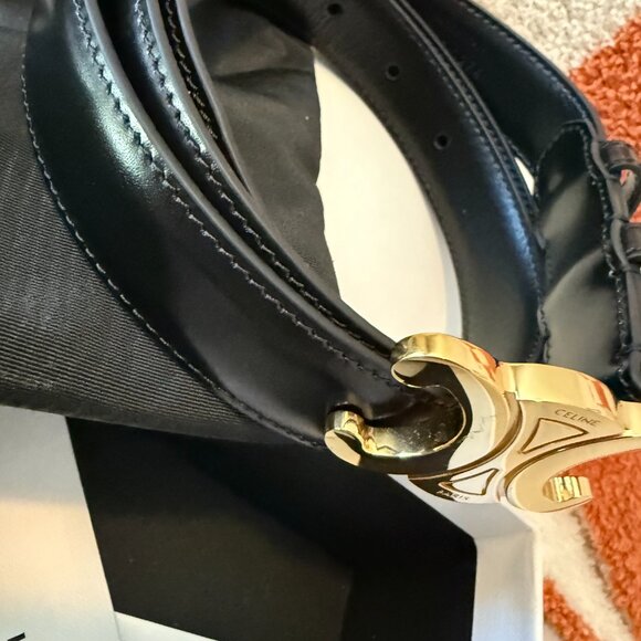 Celine Medium Triomphe Belt in Leather, Black - Size EU 95 ( US 8/10) - Picture 3 of 11